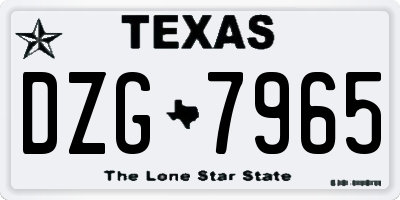 TX license plate DZG7965