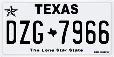 TX license plate DZG7966