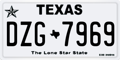 TX license plate DZG7969