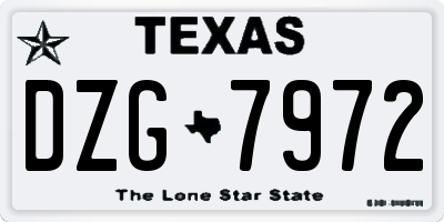 TX license plate DZG7972