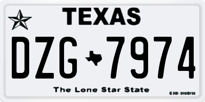 TX license plate DZG7974
