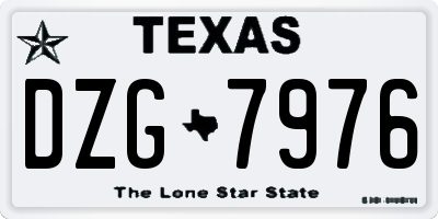 TX license plate DZG7976