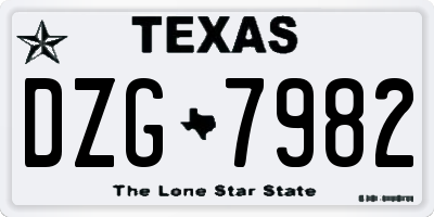 TX license plate DZG7982
