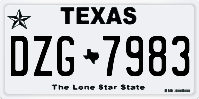 TX license plate DZG7983