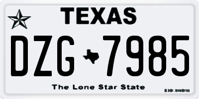 TX license plate DZG7985