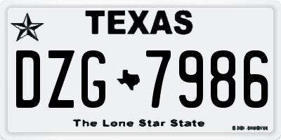 TX license plate DZG7986