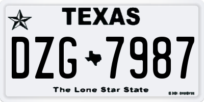 TX license plate DZG7987