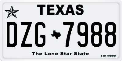 TX license plate DZG7988