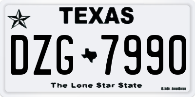 TX license plate DZG7990