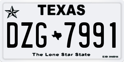 TX license plate DZG7991