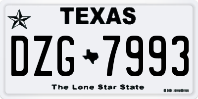 TX license plate DZG7993