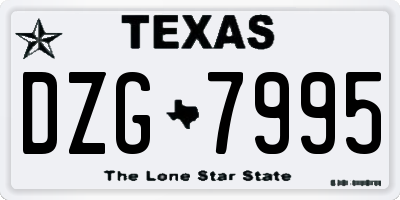TX license plate DZG7995
