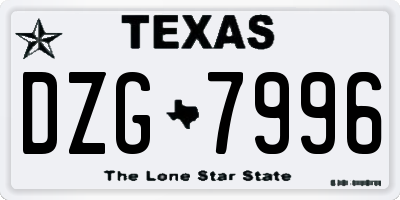 TX license plate DZG7996