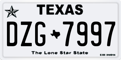 TX license plate DZG7997