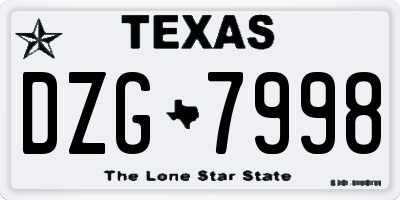 TX license plate DZG7998
