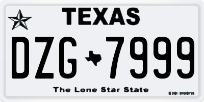 TX license plate DZG7999