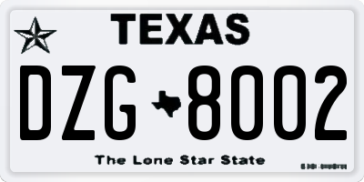 TX license plate DZG8002