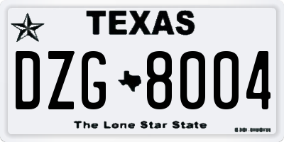 TX license plate DZG8004
