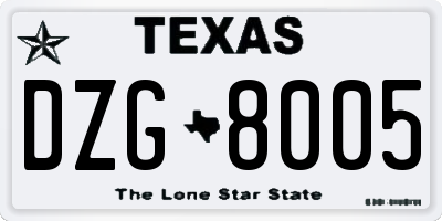 TX license plate DZG8005
