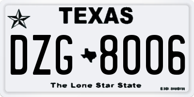 TX license plate DZG8006