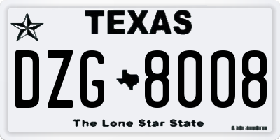 TX license plate DZG8008