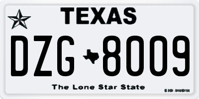 TX license plate DZG8009