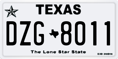 TX license plate DZG8011