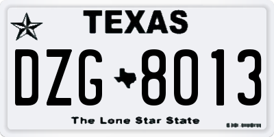 TX license plate DZG8013