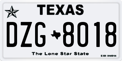 TX license plate DZG8018
