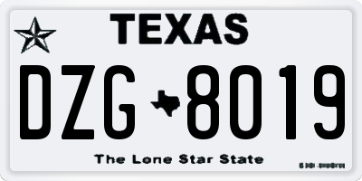 TX license plate DZG8019