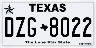 TX license plate DZG8022