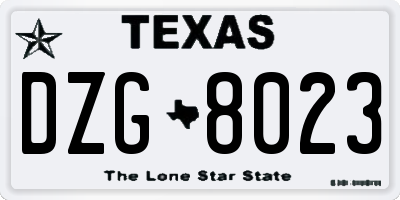 TX license plate DZG8023