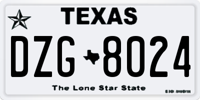 TX license plate DZG8024