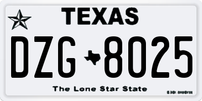 TX license plate DZG8025