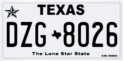 TX license plate DZG8026