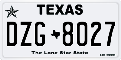 TX license plate DZG8027