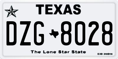 TX license plate DZG8028