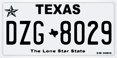 TX license plate DZG8029