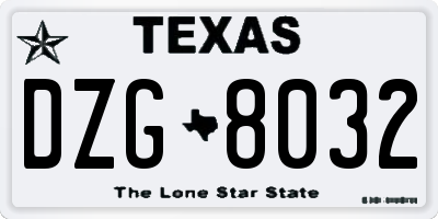 TX license plate DZG8032