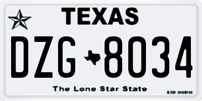 TX license plate DZG8034