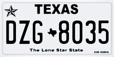 TX license plate DZG8035