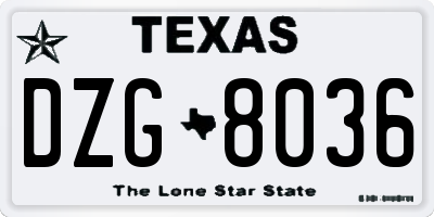 TX license plate DZG8036
