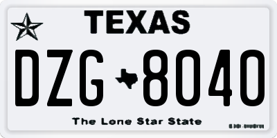 TX license plate DZG8040