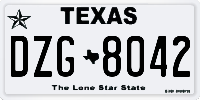 TX license plate DZG8042