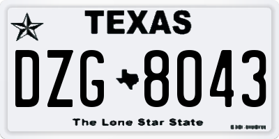 TX license plate DZG8043
