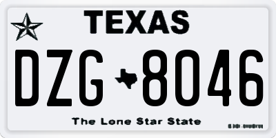TX license plate DZG8046