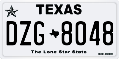 TX license plate DZG8048