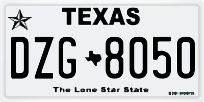 TX license plate DZG8050