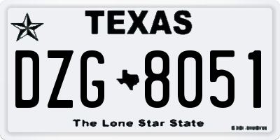 TX license plate DZG8051