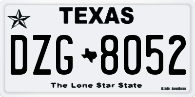 TX license plate DZG8052